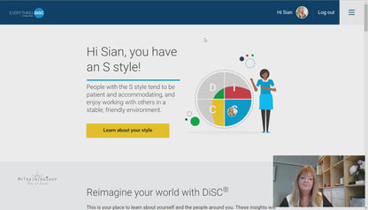 See and hear Sian talking about here DiSC profile using the Catalyst virtual software 